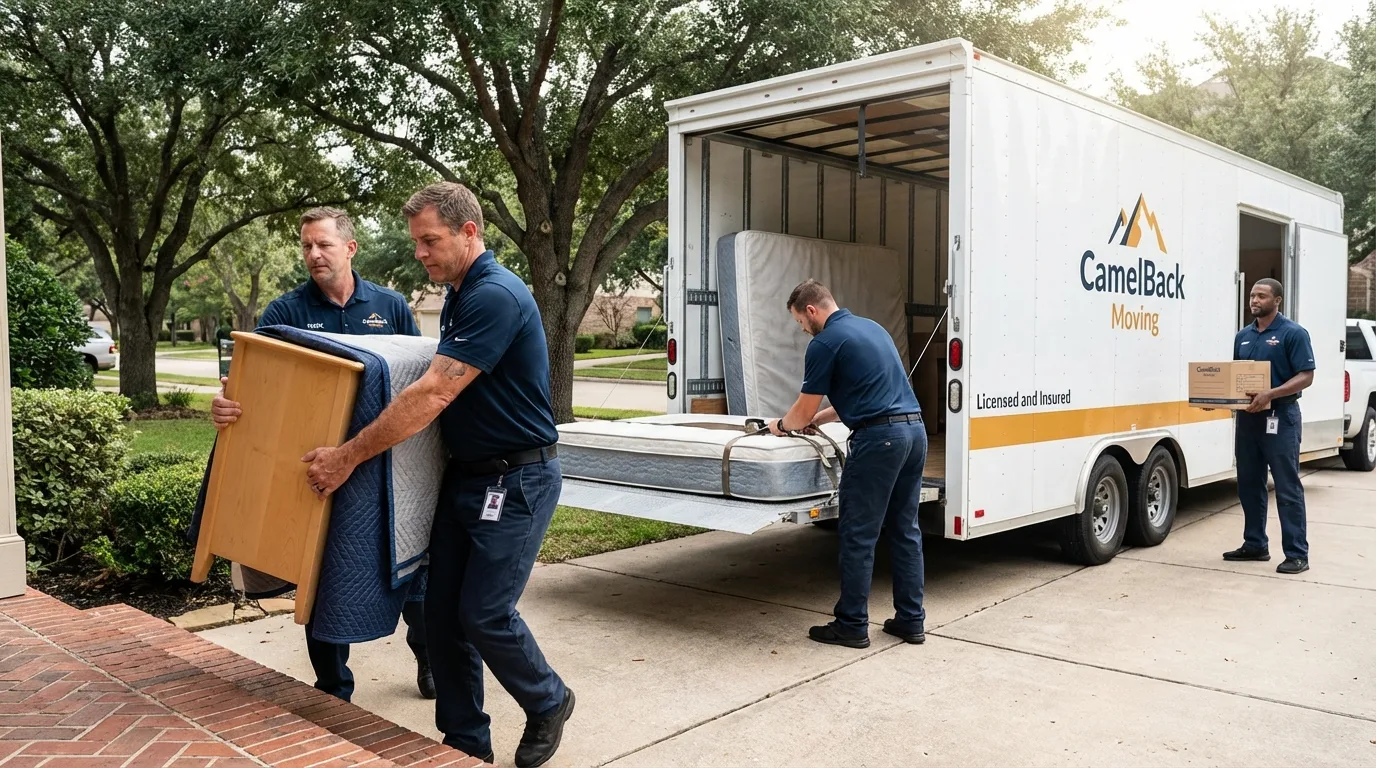 Crew loading residential truck for cross-state move from Livingston Manor, NY