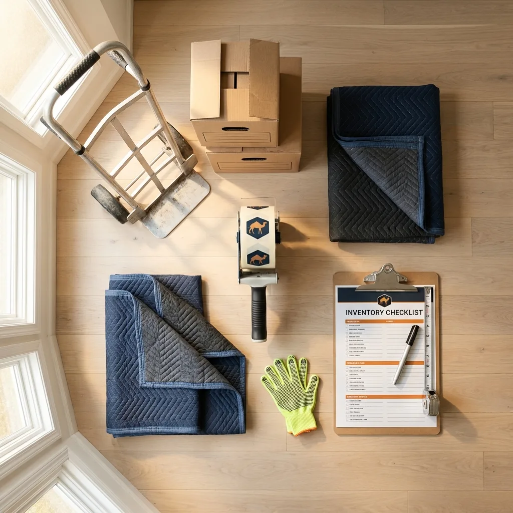 Professional moving supplies and packing materials layout for Livingston Manor residential relocations